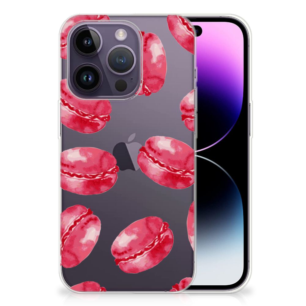 Apple iPhone 14 Pro Siliconen Case Pink Macarons met roze macarons patroon đ°.