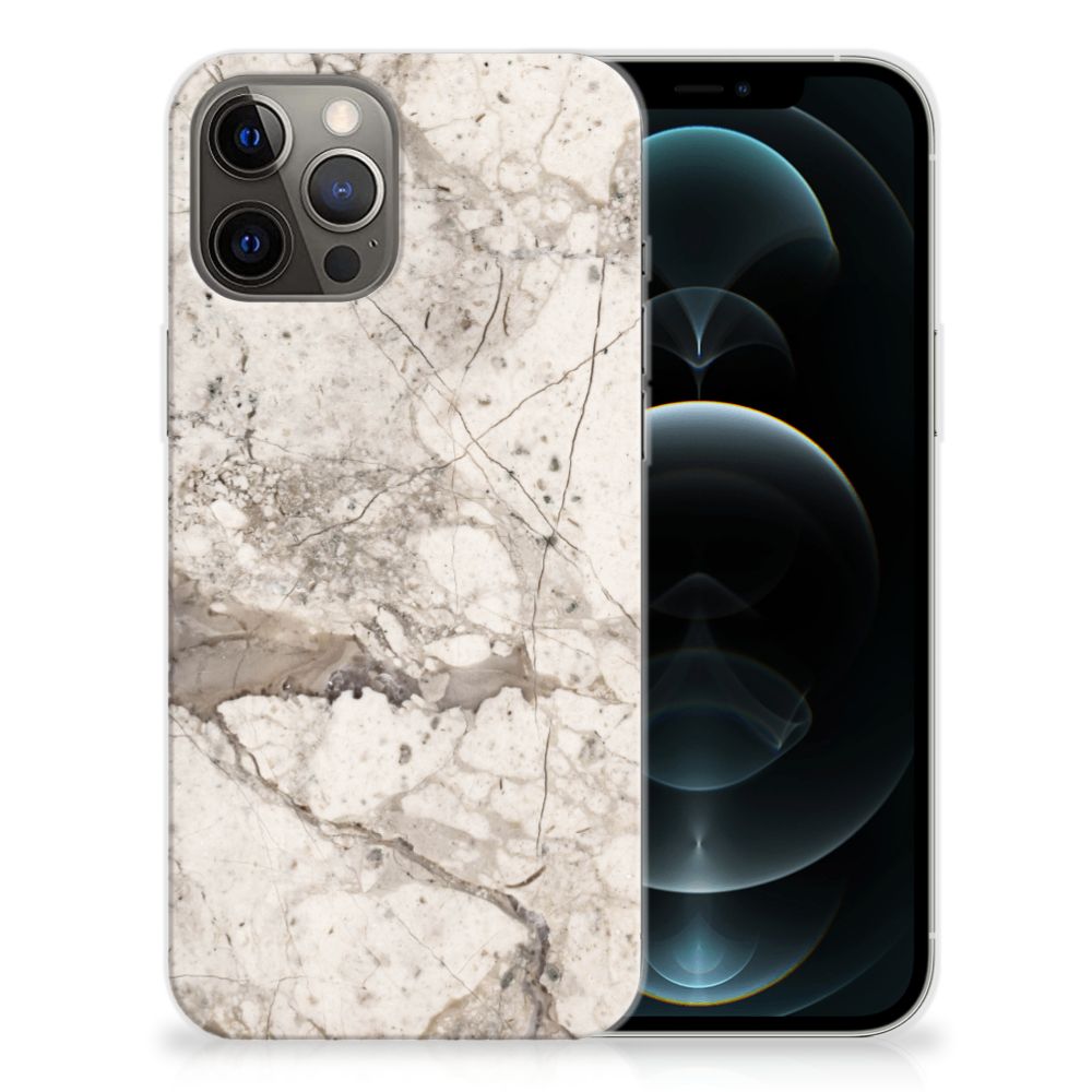 iPhone 12 Pro Max TPU Siliconen Hoesje Marmer Beige B2C Telecom