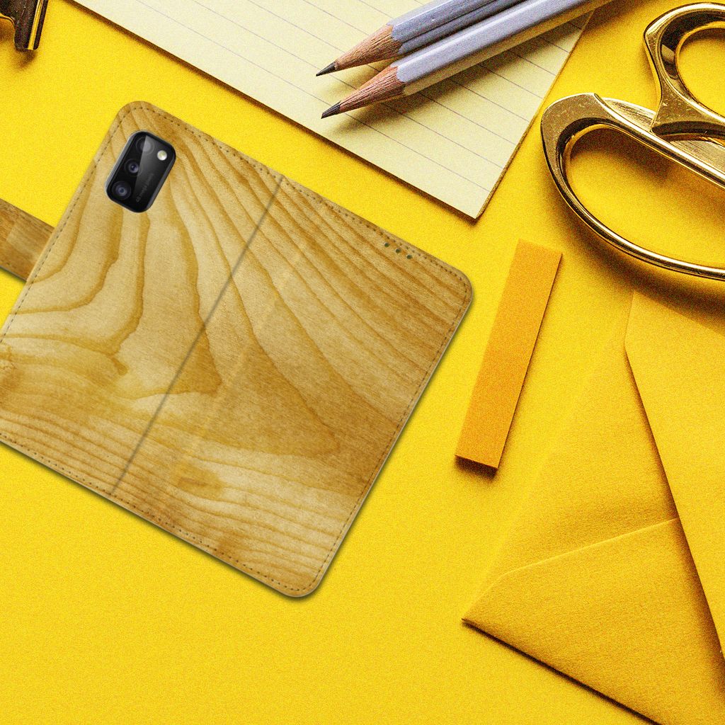 Samsung Galaxy A41 Book Style Case Licht Hout