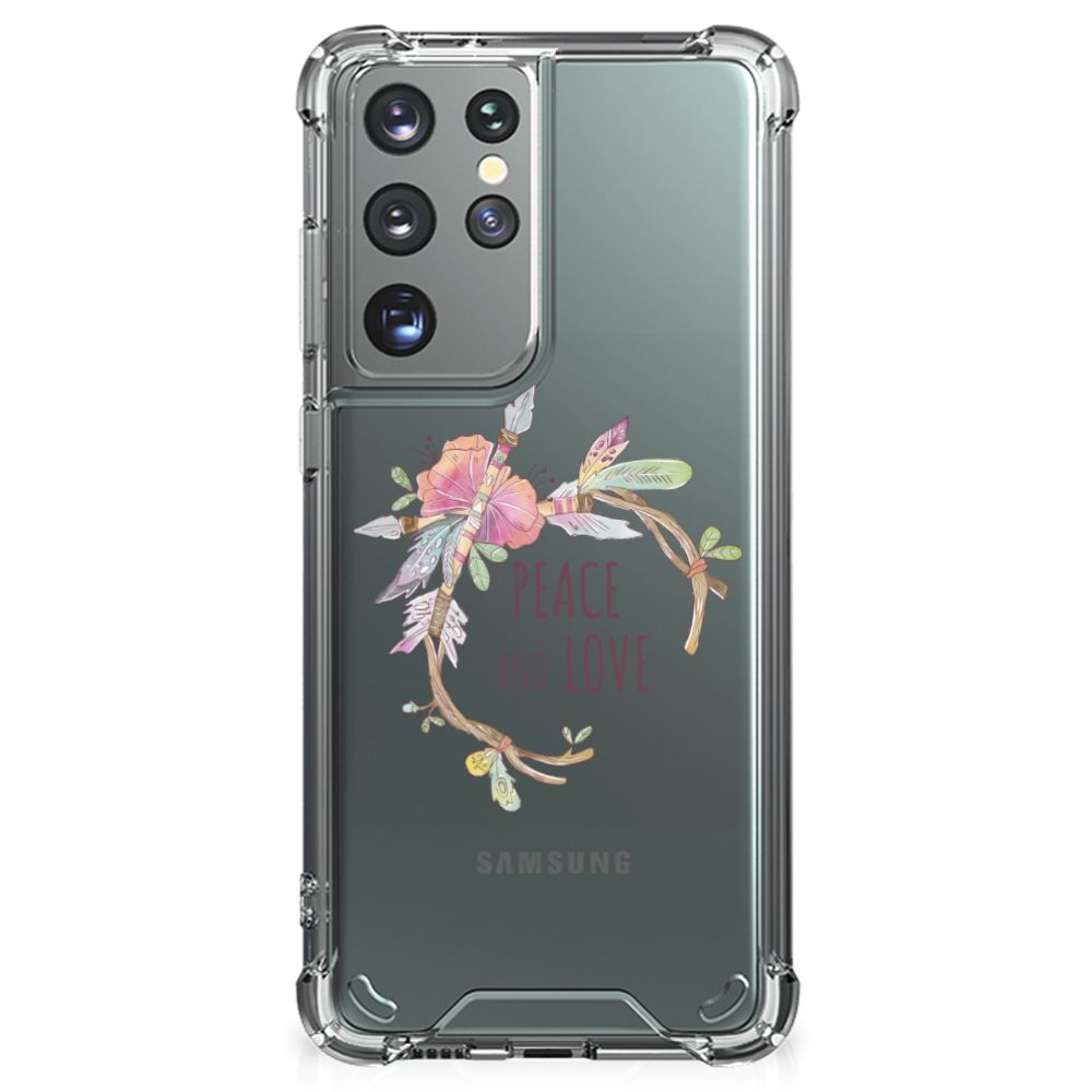 Samsung Galaxy S21 Ultra Stevig Bumper Hoesje Boho Text B2C Telecom