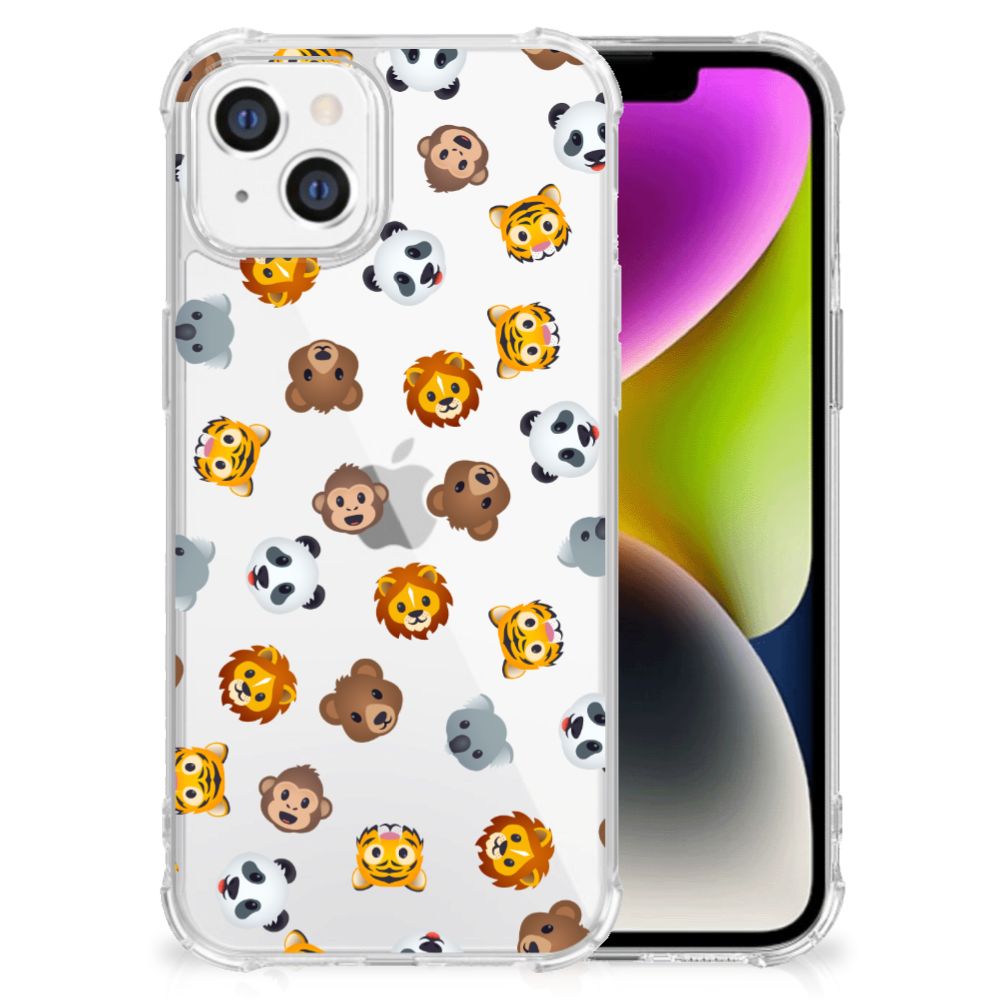 Doorzichtige Silicone Hoesje voor iPhone 14 Dieren Emojis B2C Telecom