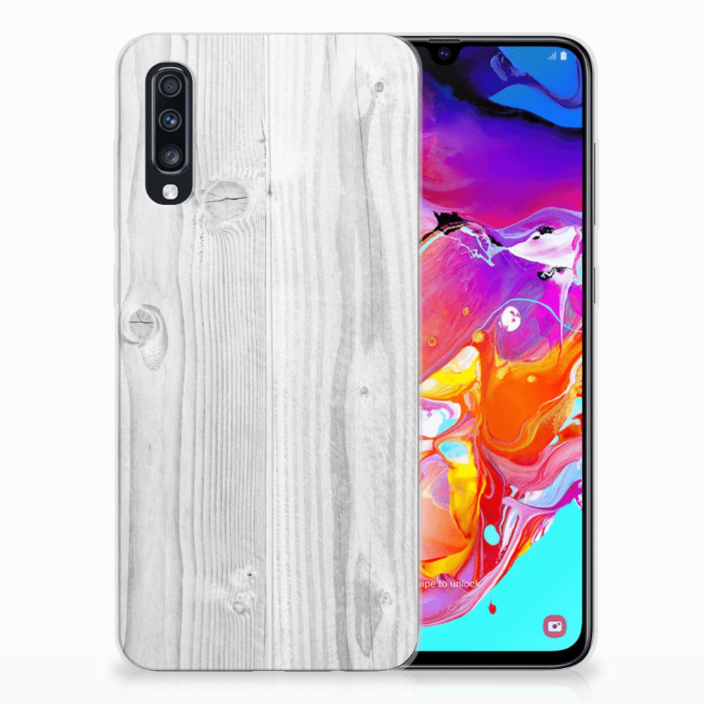 Samsung Galaxy A70 Bumper Hoesje White Wood