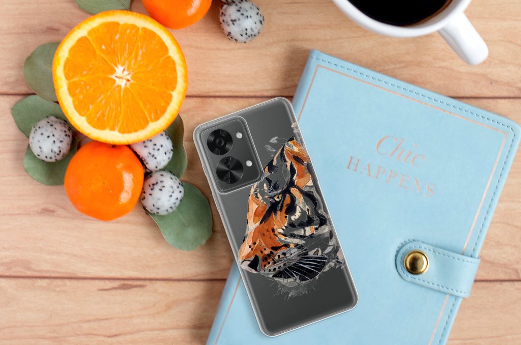 Hoesje maken OnePlus Nord 2T Watercolor Tiger B2C Telecom