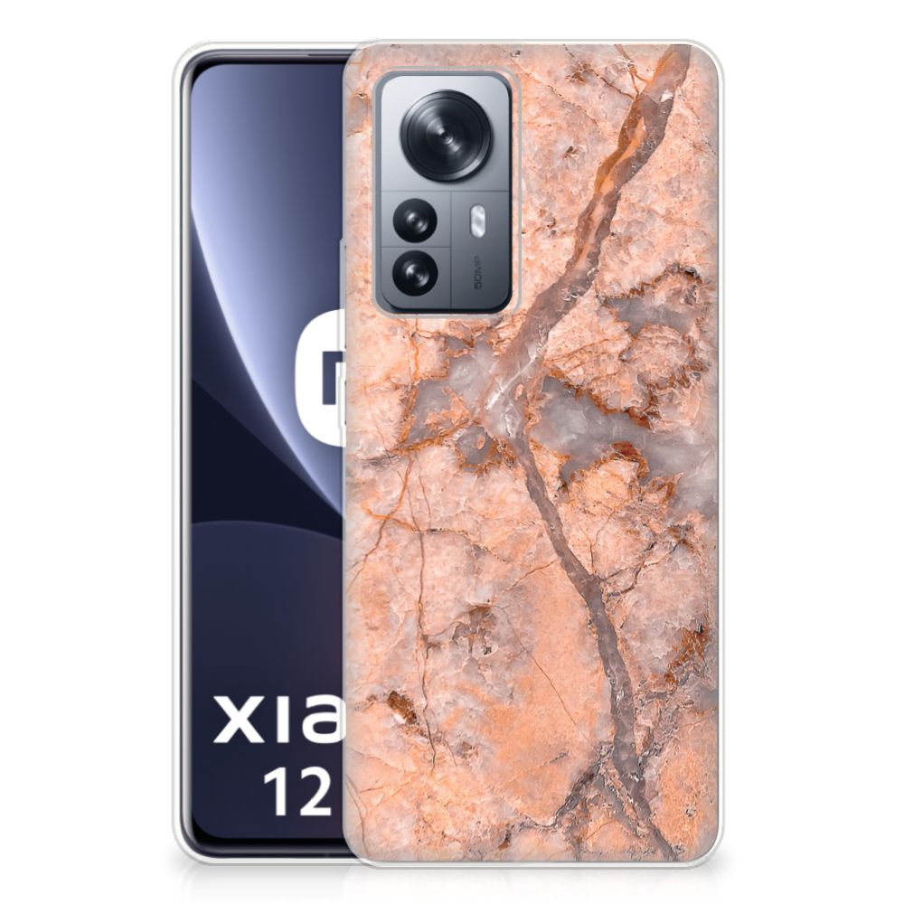 Xiaomi 12 Pro TPU Siliconen Hoesje Marmer Oranje B2C Telecom