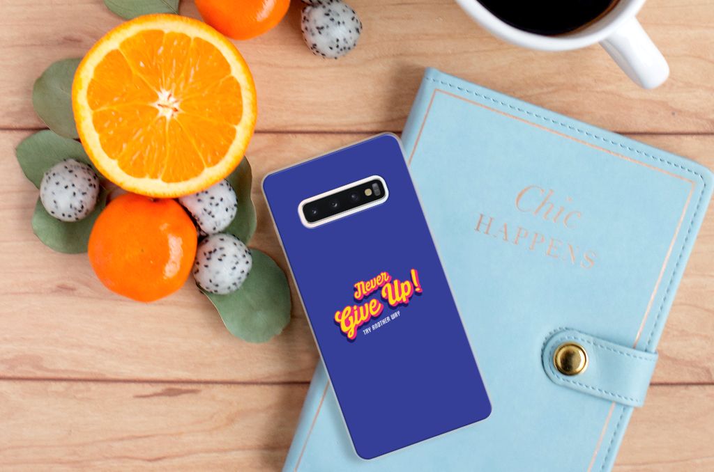 Samsung Galaxy S10 Plus Siliconen hoesje met naam Never Give Up
