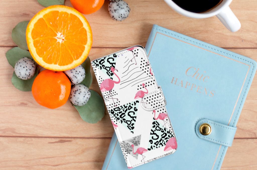 Samsung Galaxy A51 Telefoonhoesje met Pasjes Flamingo Triangle