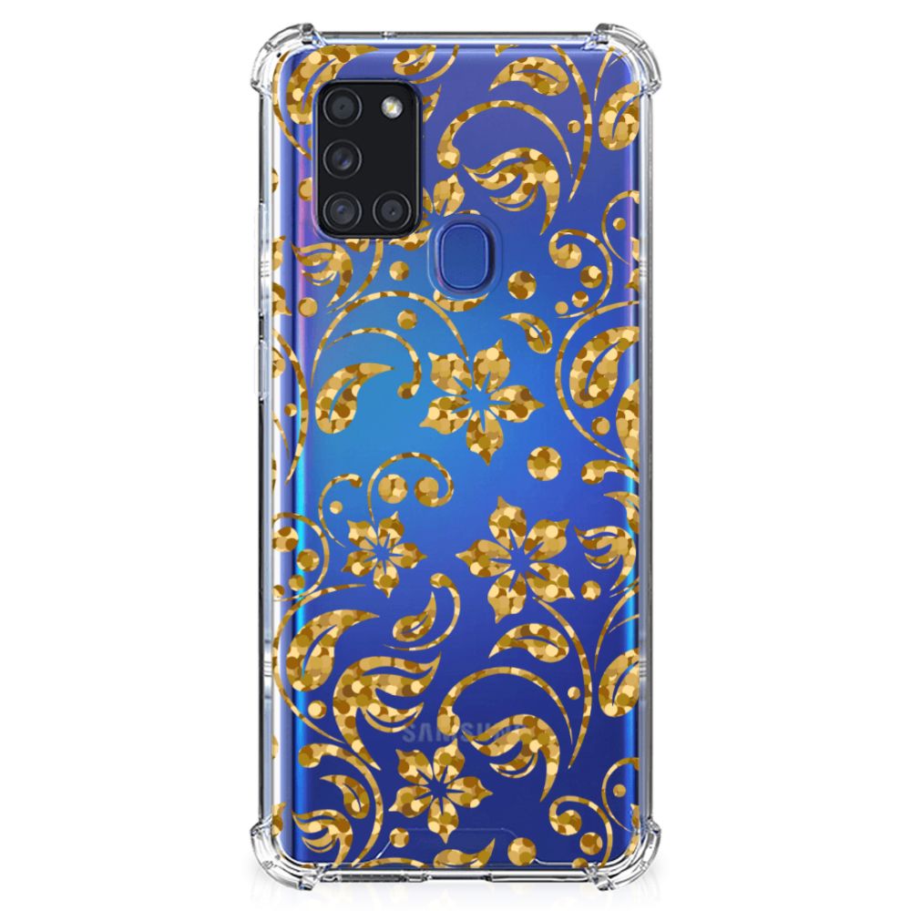 Samsung Galaxy A21s Case Gouden Bloemen B2C Telecom