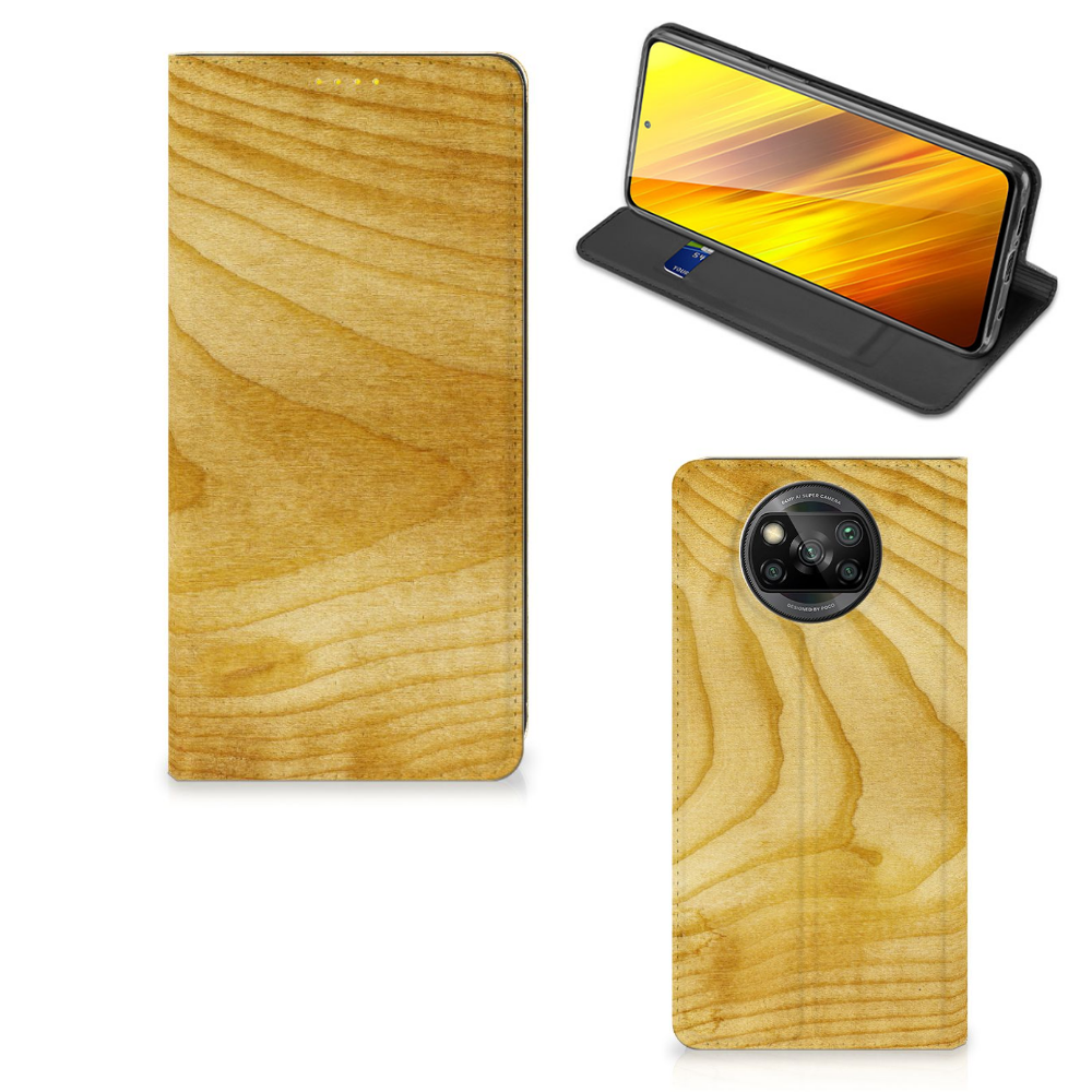 Xiaomi Poco X3 Pro | Poco X3 Book Wallet Case Licht Hout - B2C Telecom