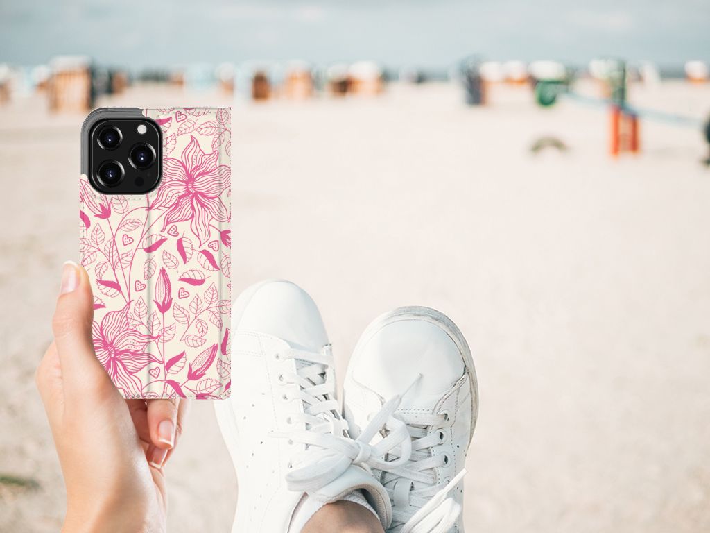 iPhone 13 Pro Smart Cover Pink Flowers - B2C Telecom