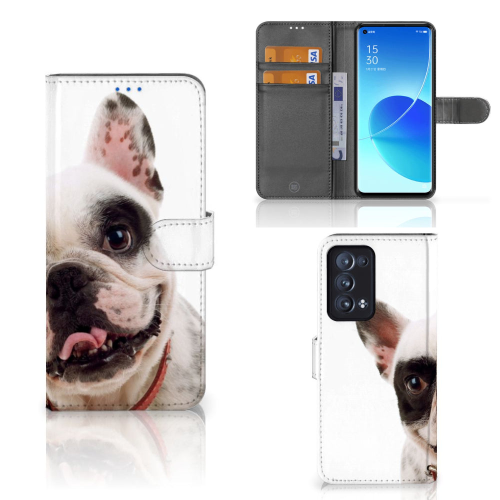 OPPO Reno 6 Pro Plus 5G Telefoonhoesje met Pasjes Franse Bulldog