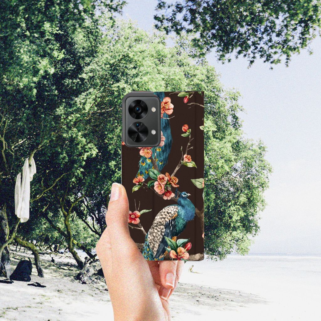 OnePlus Nord 2T Hoesje maken Pauw met Bloemen - B2C Telecom