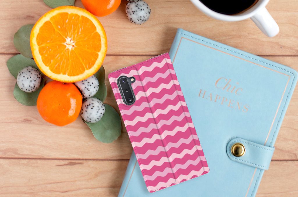 Samsung Galaxy Note 10 Hoesje met Magneet Waves Pink