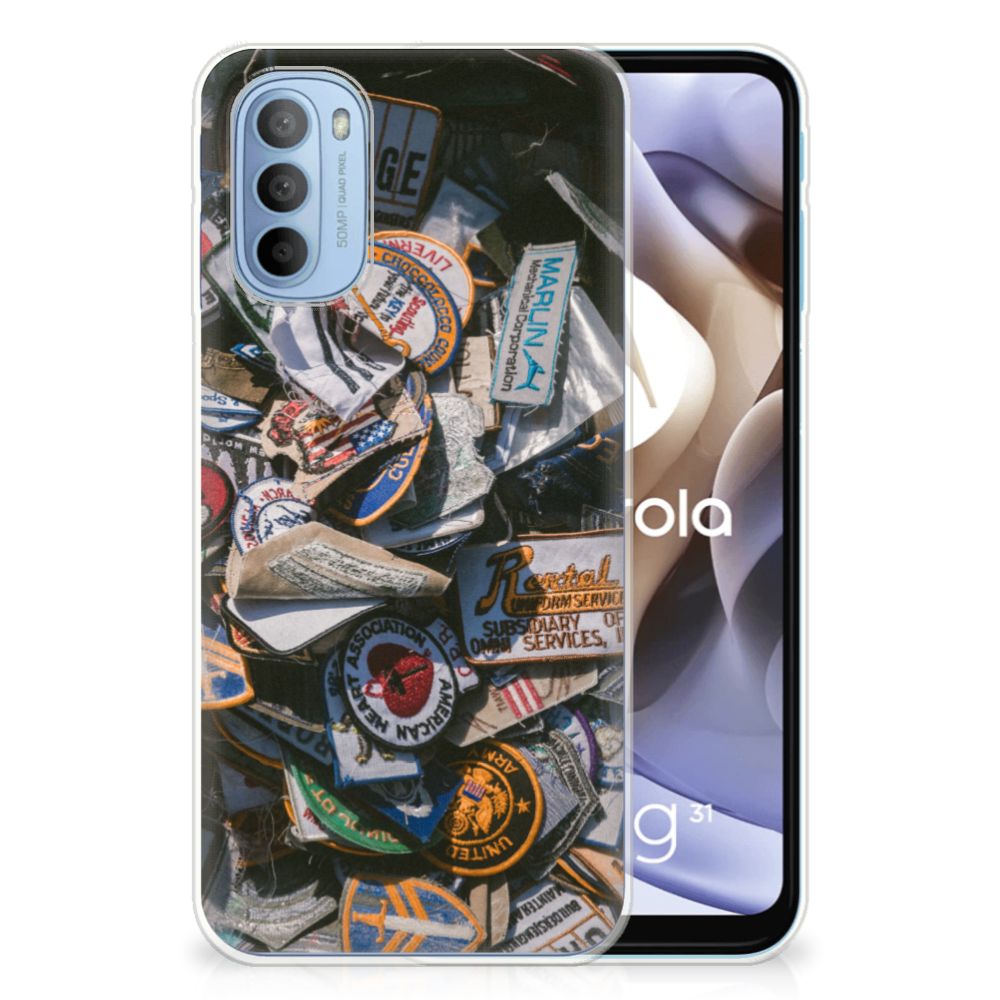 Motorola Moto G31 | G41 Siliconen Hoesje met foto Badges B2C Telecom