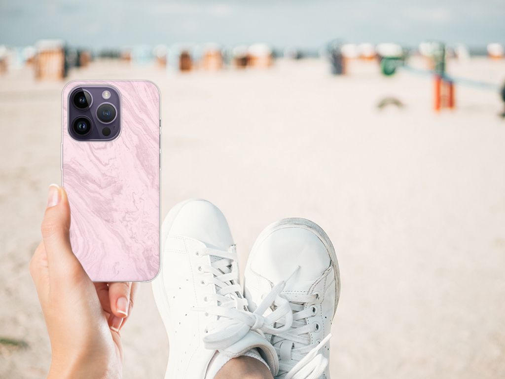 Apple iPhone 14 Pro TPU Siliconen Hoesje Marble Pink B2C Telecom
