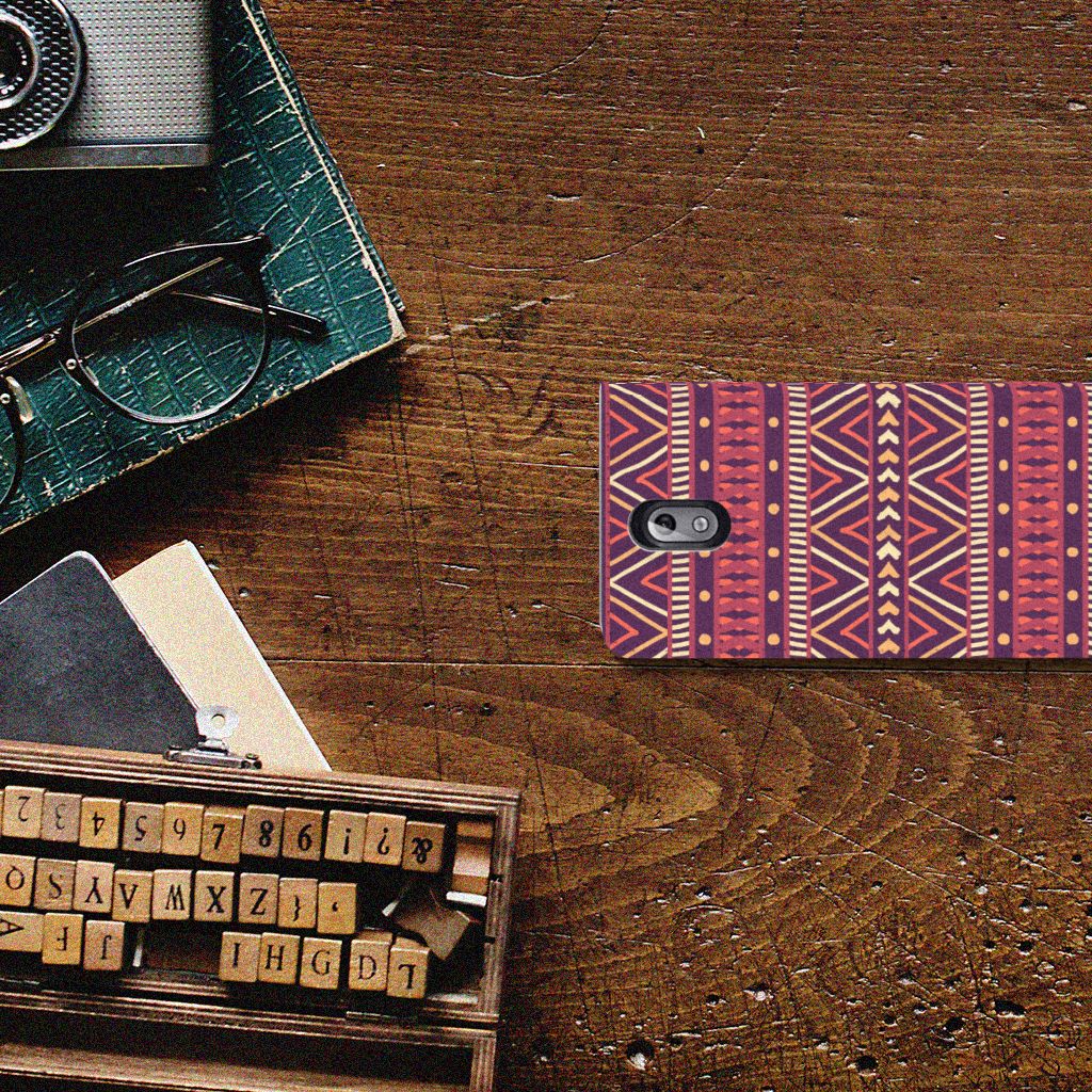 Nokia 3.1 (2018) Hoesje met Magneet Aztec Paars
