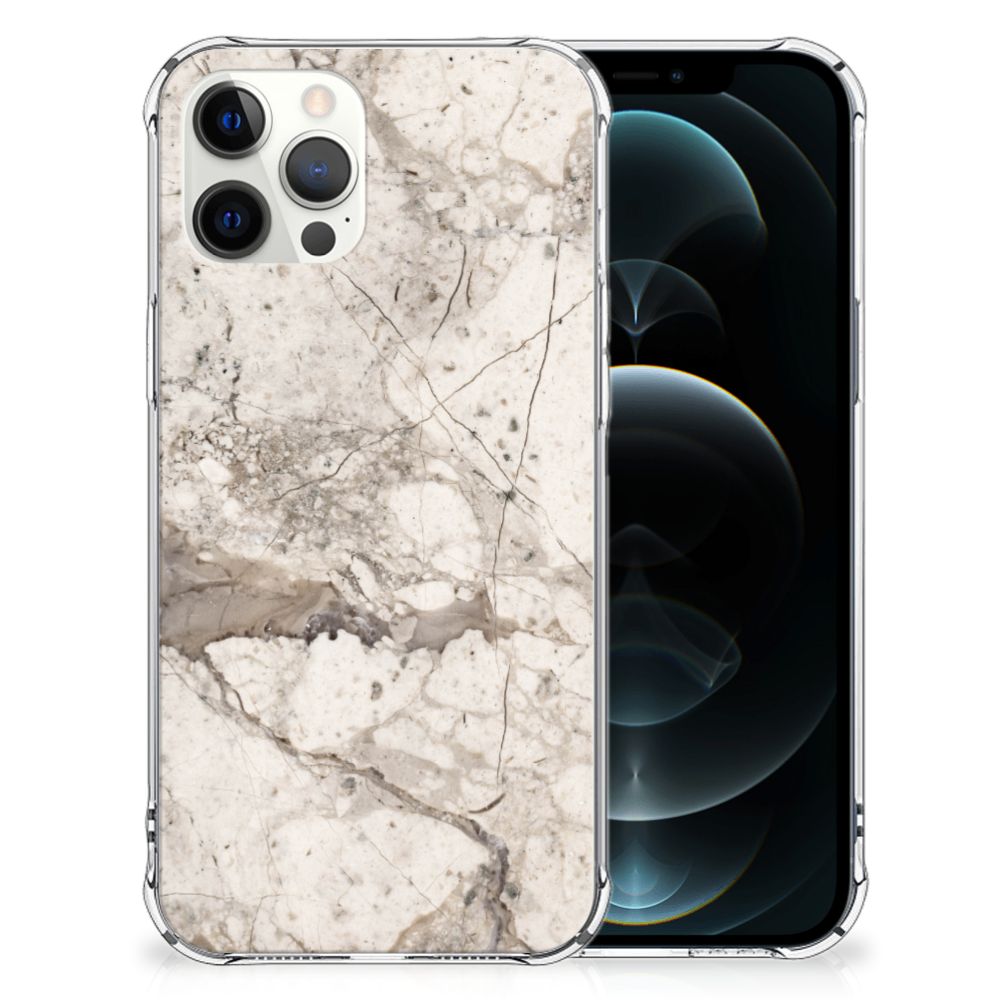 iPhone 12 Pro Max Anti-Shock Hoesje Marmer Beige B2C Telecom