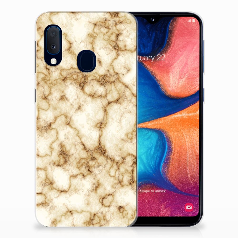 Samsung Galaxy A20e TPU Siliconen Hoesje Marmer Goud