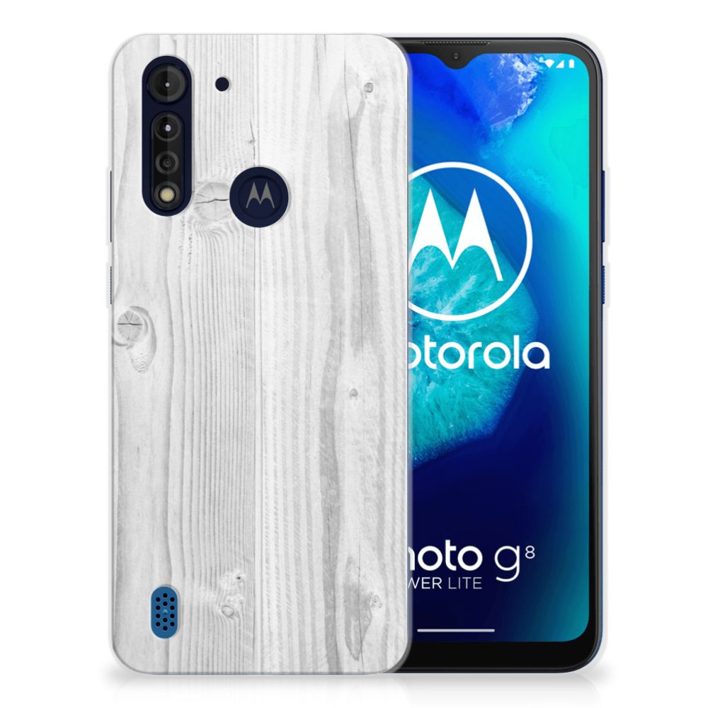 Motorola Moto G8 Power Lite Bumper Hoesje White Wood B2C Telecom