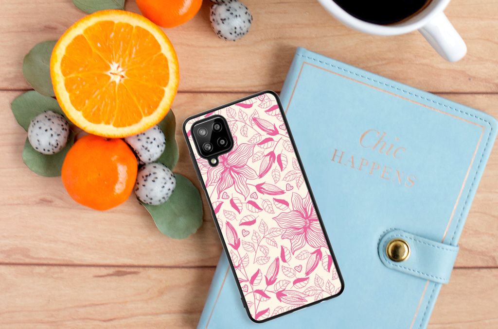 Samsung Galaxy A12 Bloemen Hoesje Pink Flowers B2C Telecom