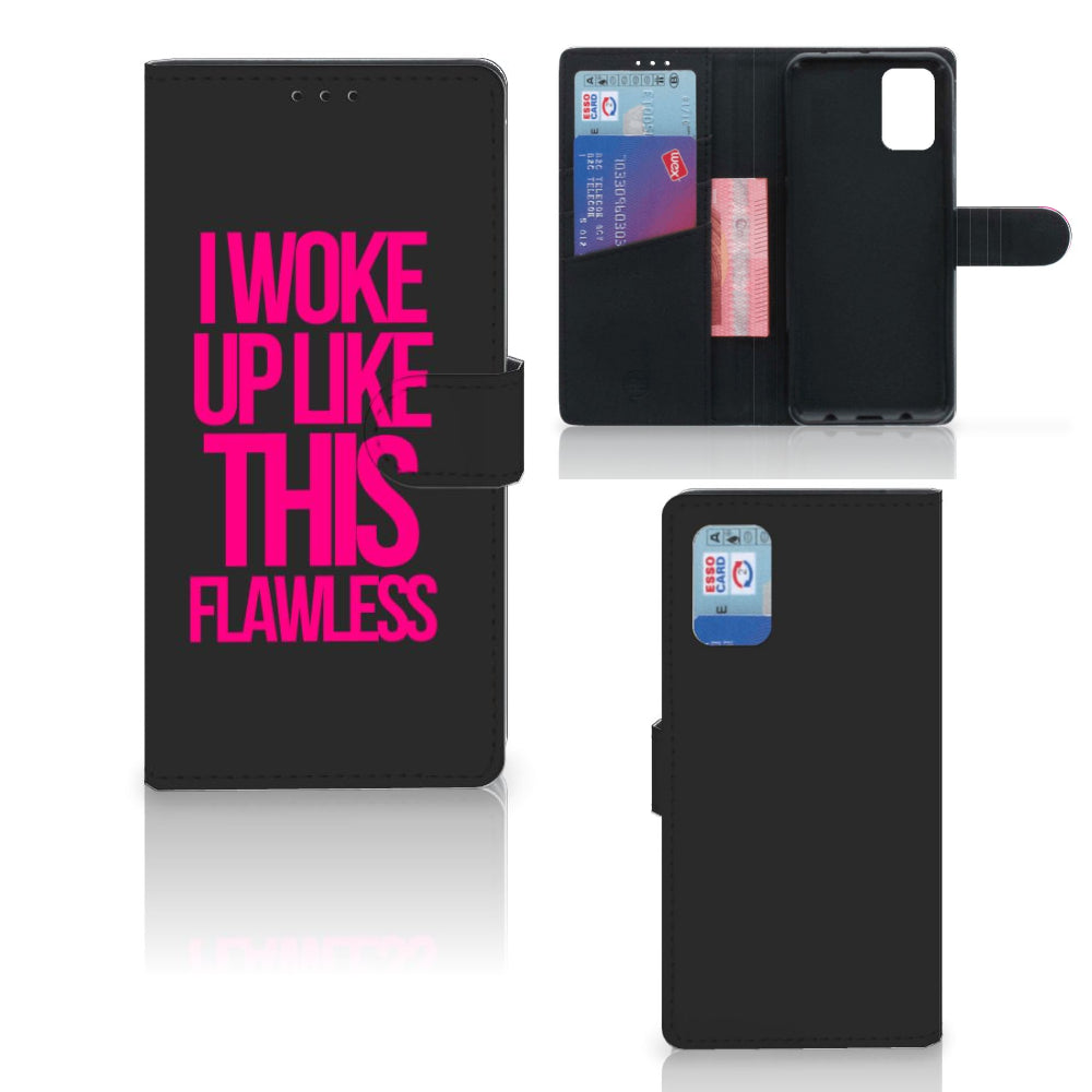 Samsung Galaxy A02s | M02s Hoesje met naam Woke Up - Origineel Cadeau Zelf Maken