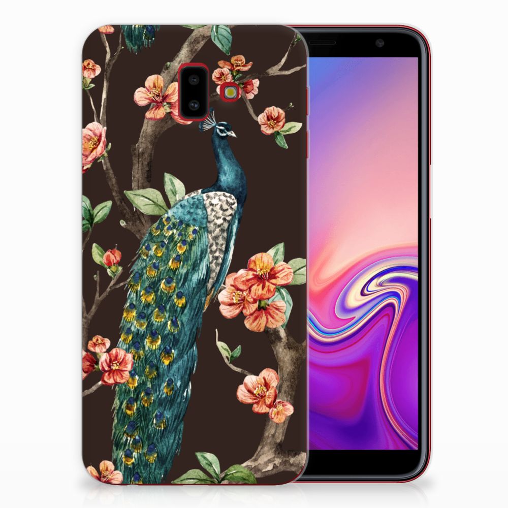 Samsung Galaxy J6 Plus (2018) TPU Hoesje Pauw met Bloemen