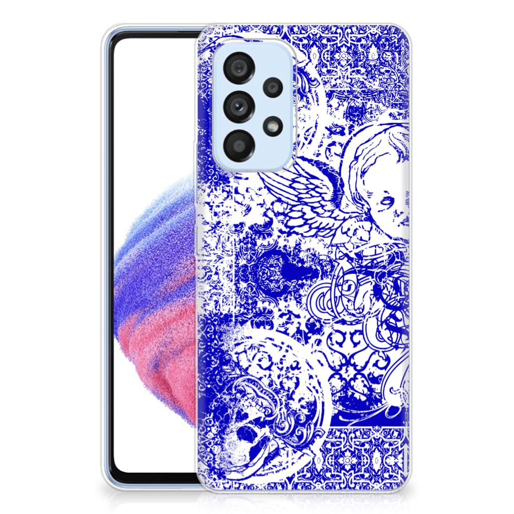 Silicone Back Case Samsung Galaxy A53 5G Angel Skull Blauw