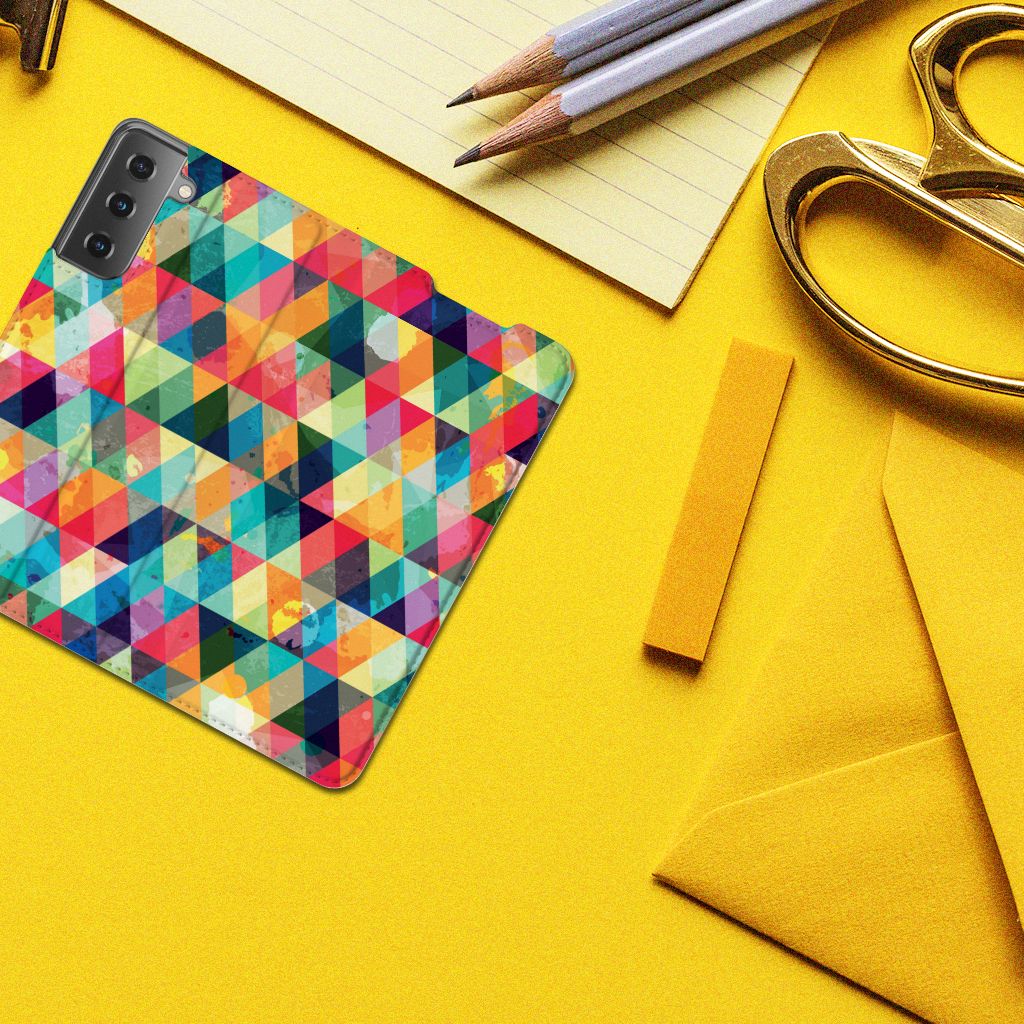 Samsung Galaxy S21 Hoesje met Magneet Geruit - B2C Telecom
