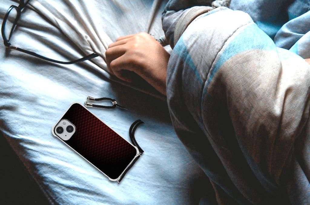 iPhone 14 Doorzichtige Silicone Hoesje Geruit Rood B2C Telecom