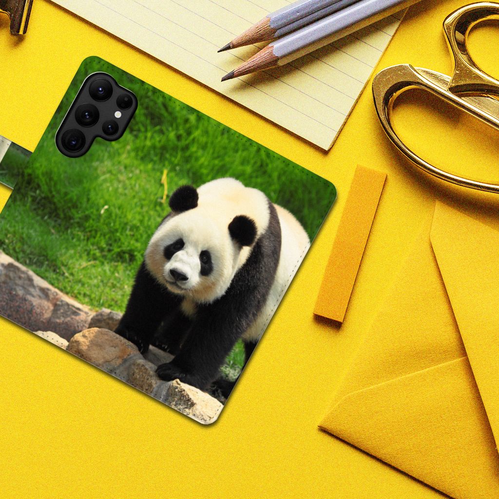 Samsung Galaxy S23 Ultra Telefoonhoesje met Pasjes Panda