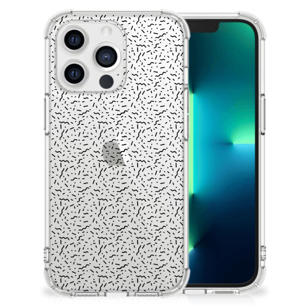 Apple iPhone 13 Pro Doorzichtige Silicone Hoesje Stripes Dots B2C Telecom