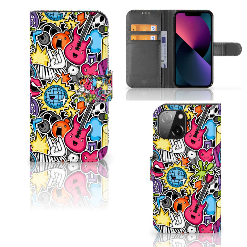 iPhone 13 Mini Wallet Case met Pasjes Punk Rock