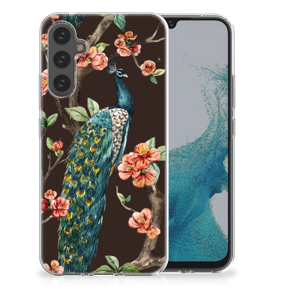 Samsung Galaxy A34 TPU Hoesje Pauw met Bloemen