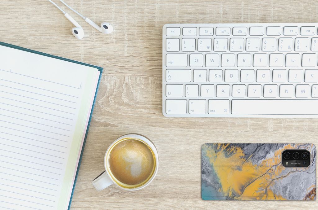 OPPO A54 5G | A74 5G | A93 5G Standcase Marble Blue Gold - B2C Telecom