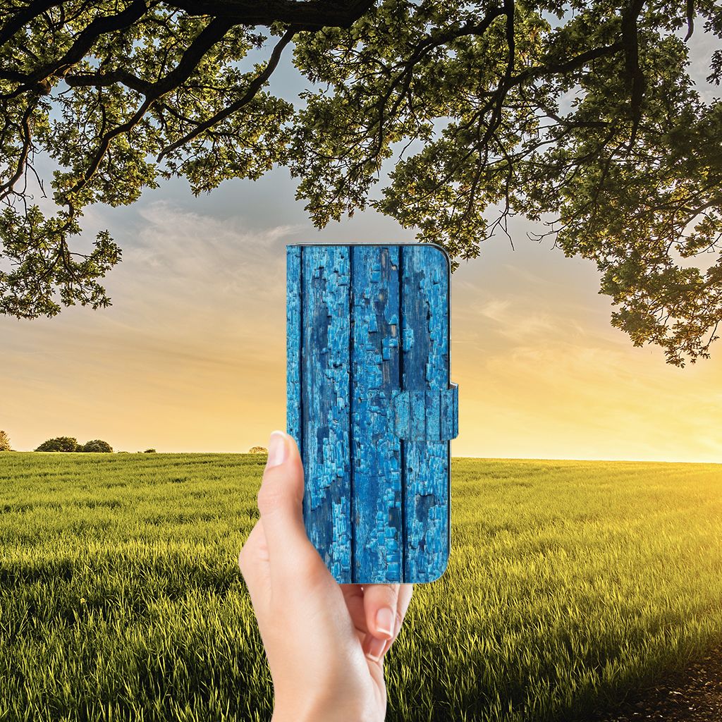 Motorola Moto E22 | E22i Book Style Case Wood Blue