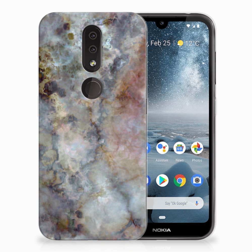 Nokia 4.2 TPU Siliconen Hoesje Marmer Grijs