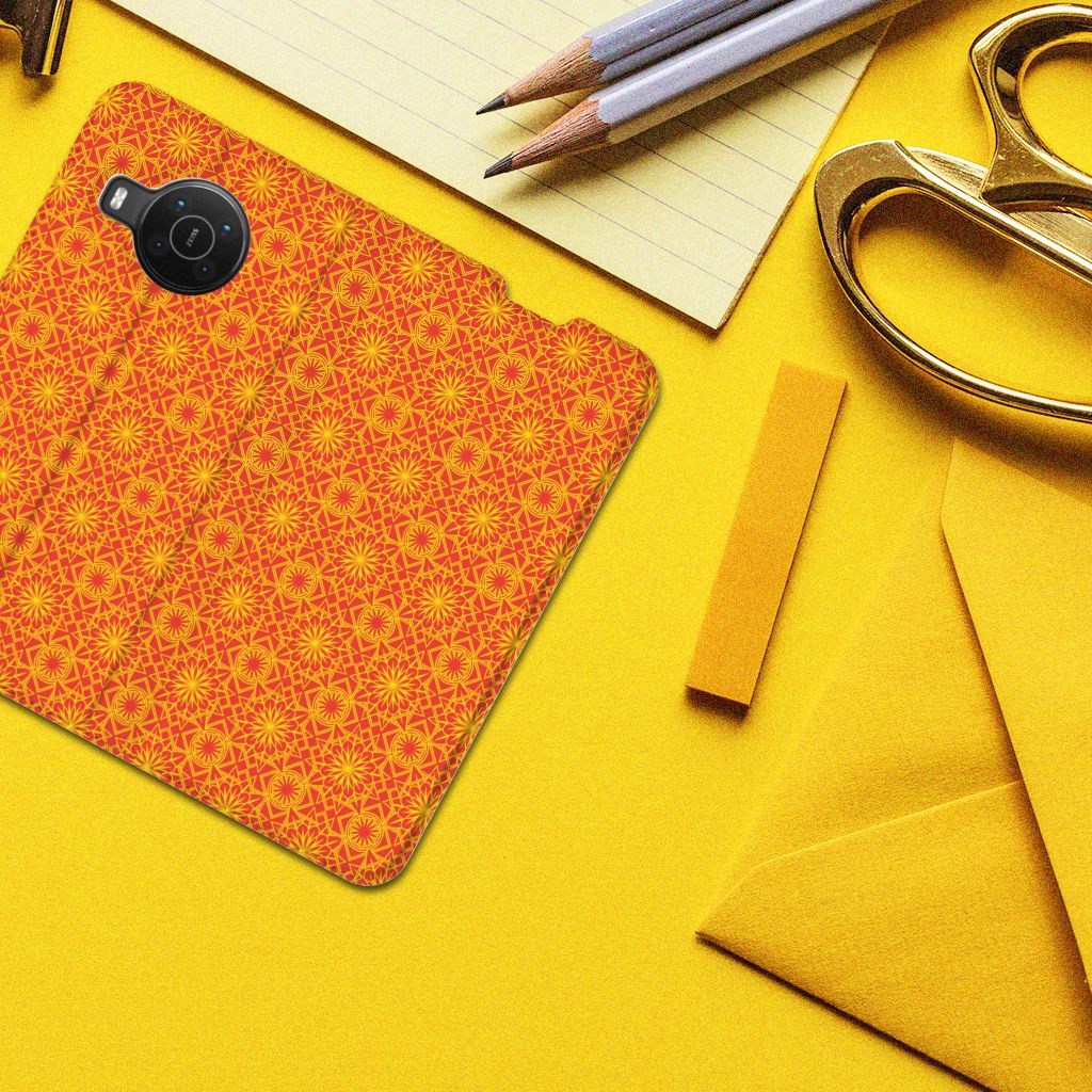 Nokia X20 | X10 Hoesje met Magneet Batik Oranje - B2C Telecom