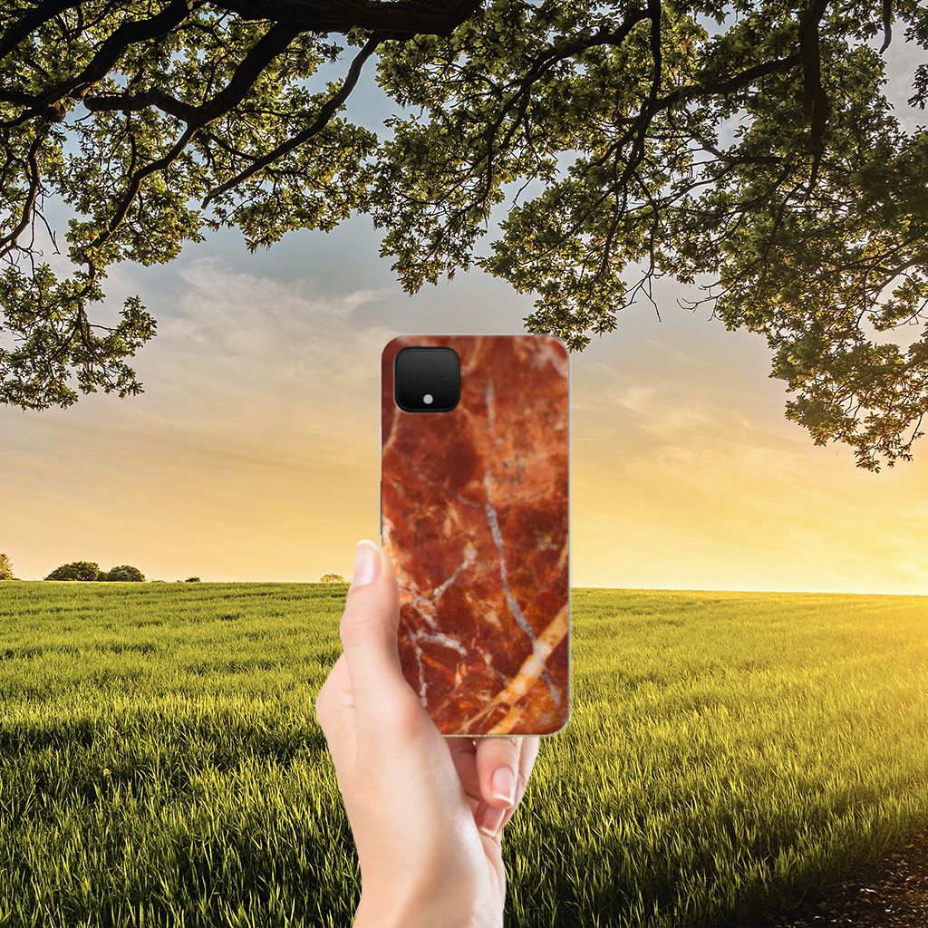Google Pixel 4 XL TPU Siliconen Hoesje Marmer Bruin B2C Telecom