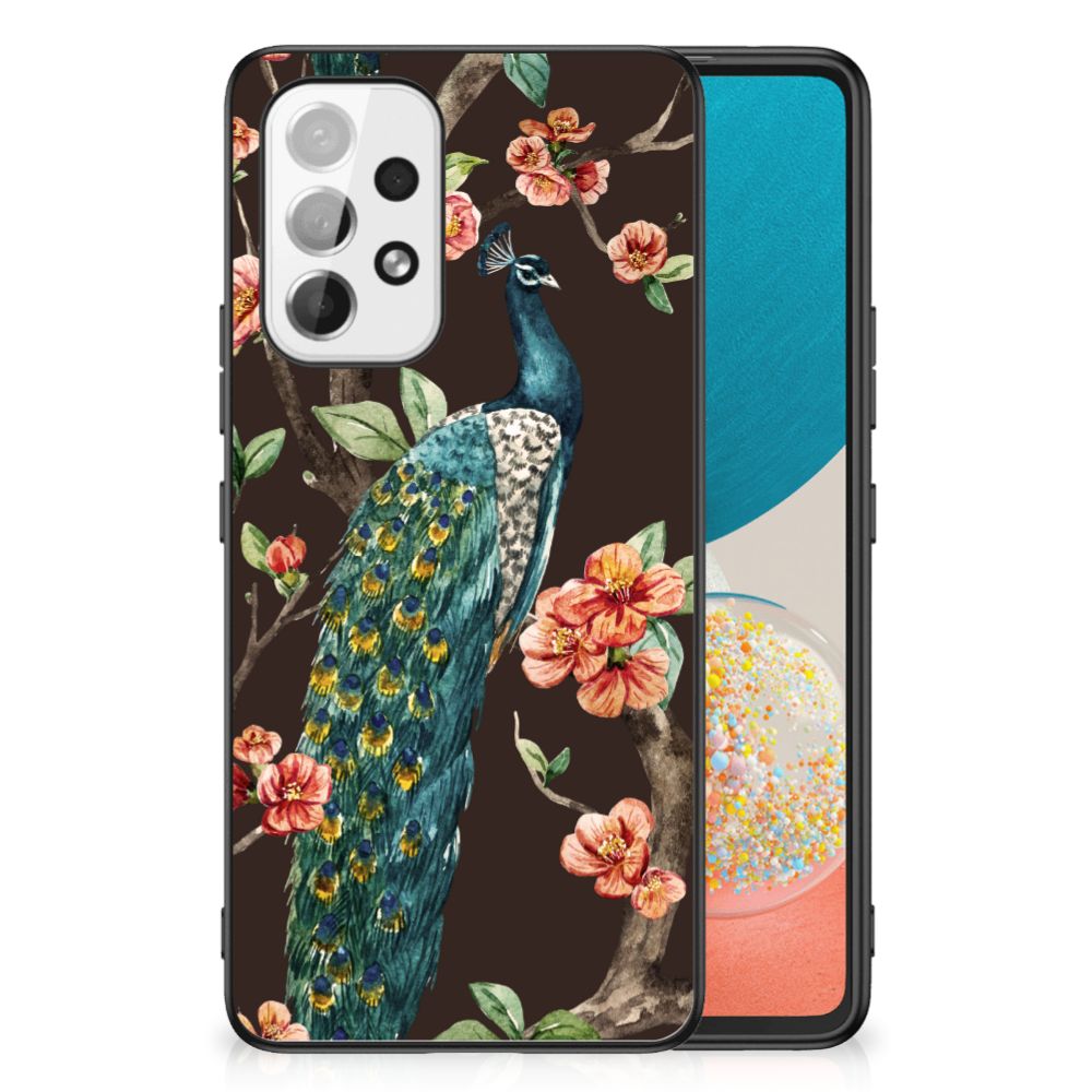 Samsung Galaxy A53 Dierenprint Telefoonhoesje Pauw met Bloemen