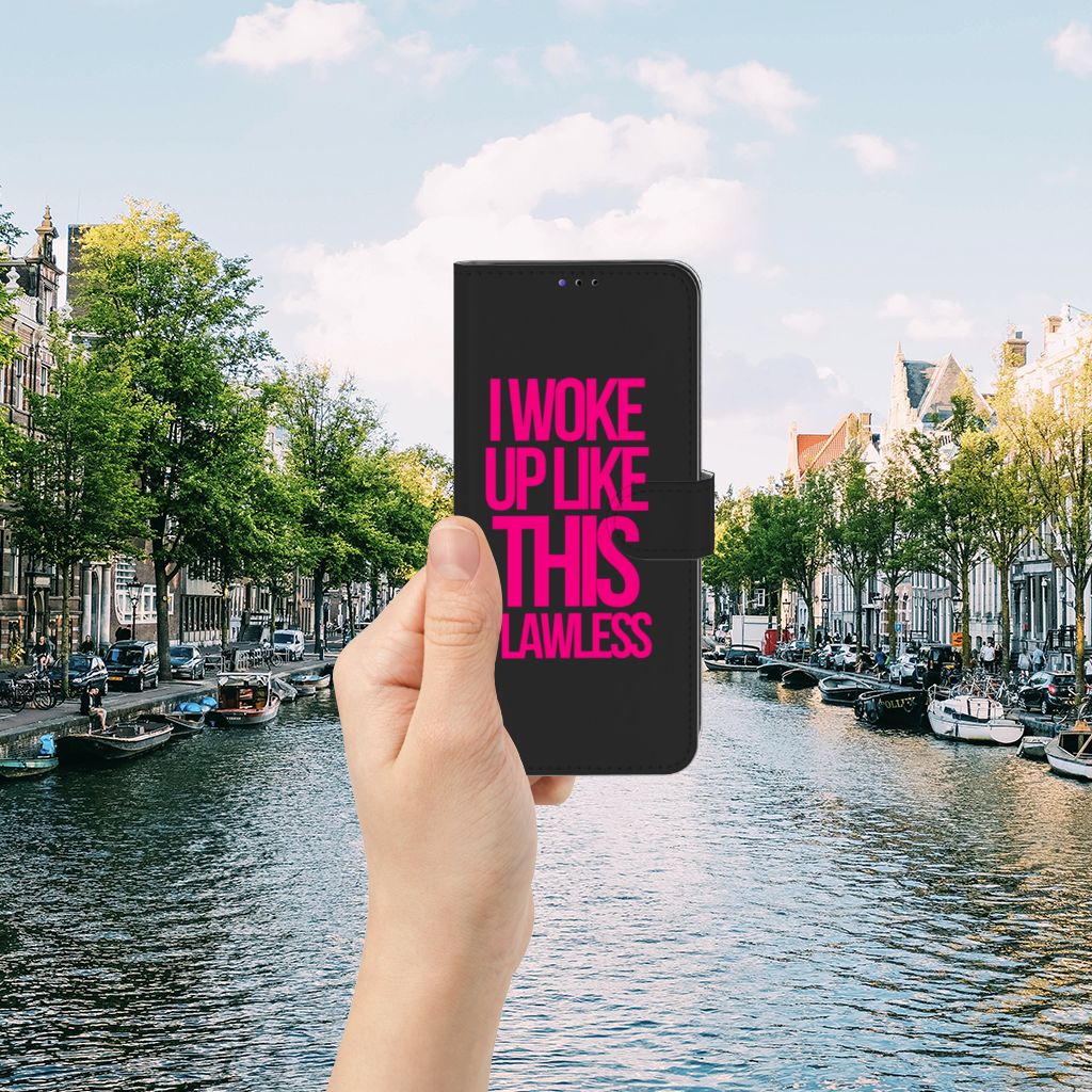 Samsung Galaxy A22 5G Hoesje met naam Woke Up - Origineel Cadeau Zelf Maken
