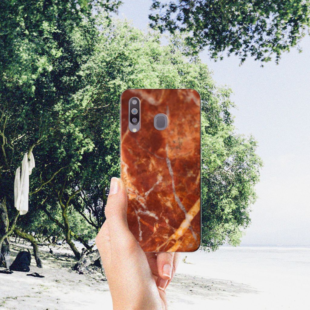 Samsung Galaxy M30 TPU Siliconen Hoesje Marmer Bruin