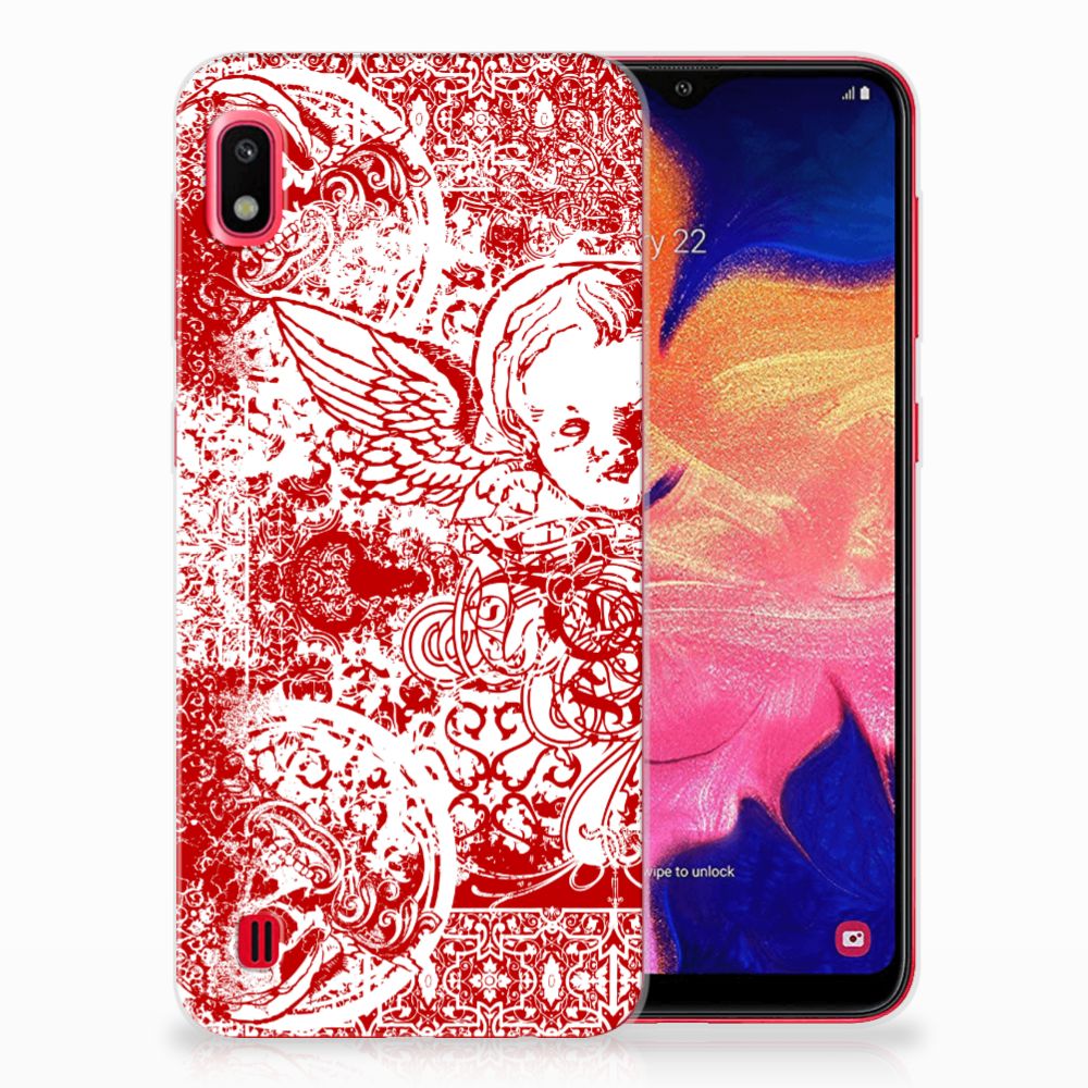 Silicone Back Case Samsung Galaxy A10 Angel Skull Rood