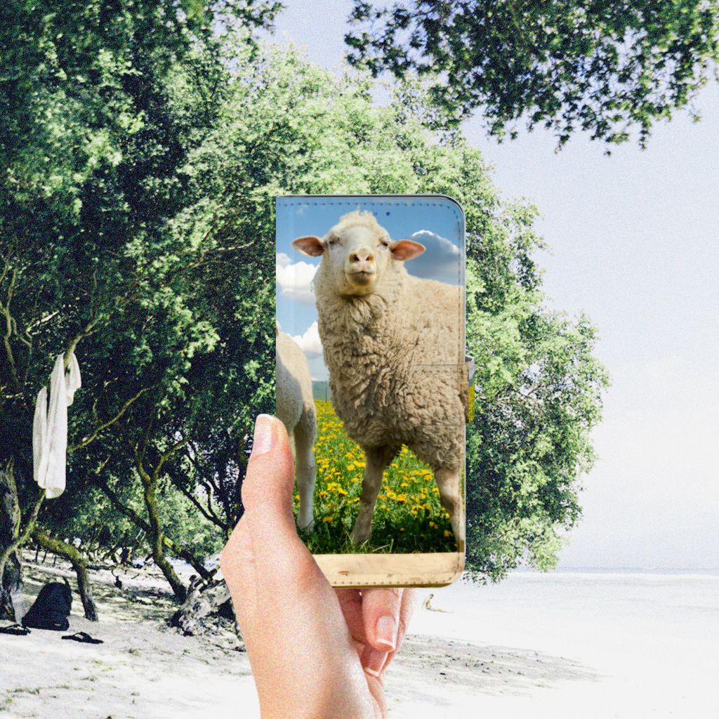 OPPO Find X3 Neo 5G Telefoonhoesje met Pasjes Schaap en Lammetje