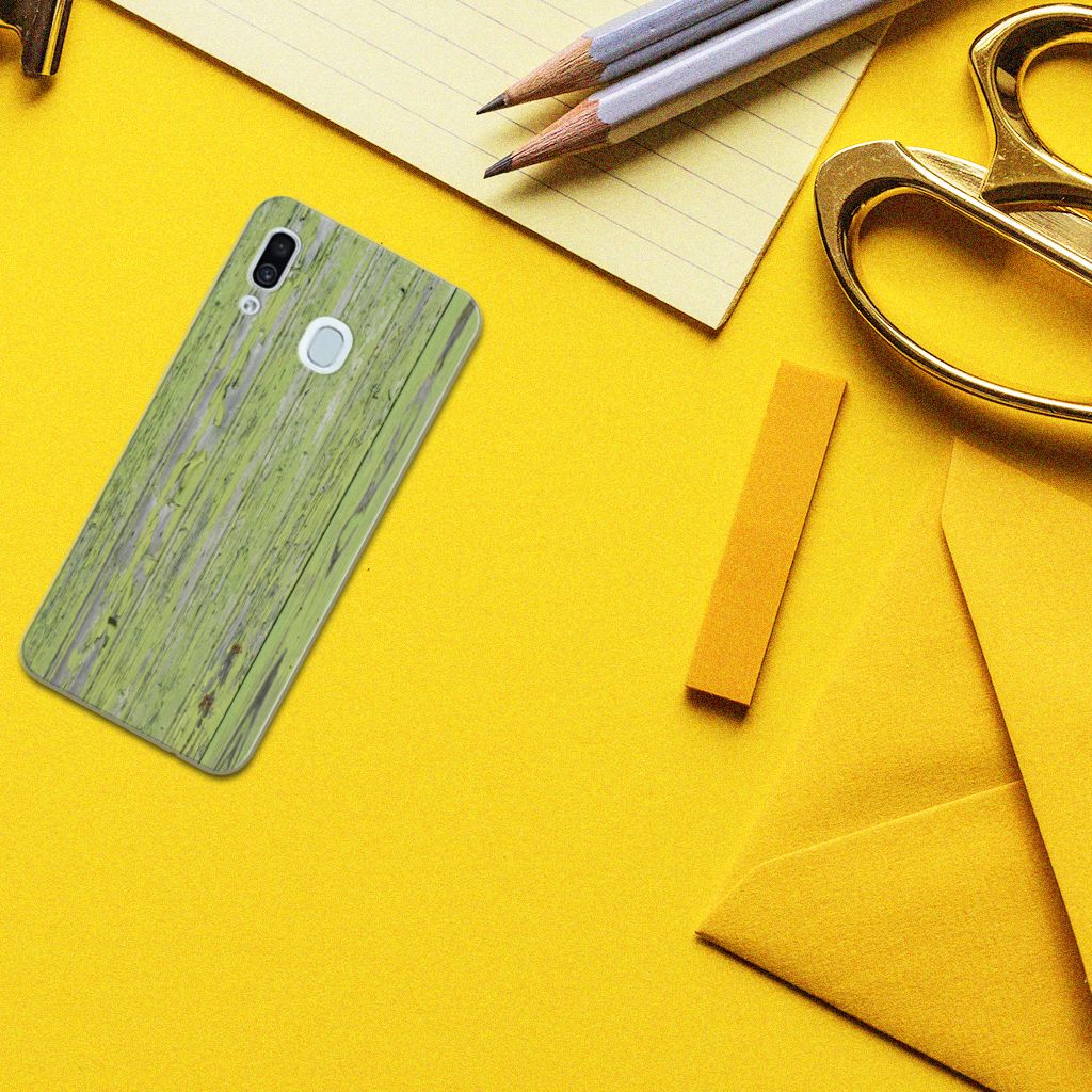 Samsung Galaxy A30 Bumper Hoesje Green Wood