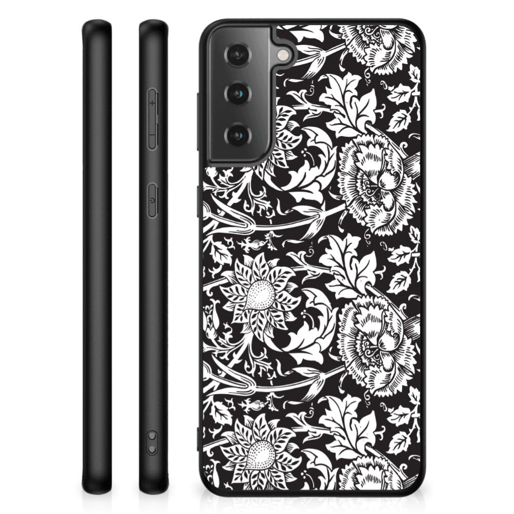Samsung Galaxy S21 Bloemen Hoesje Black Flowers B2C Telecom