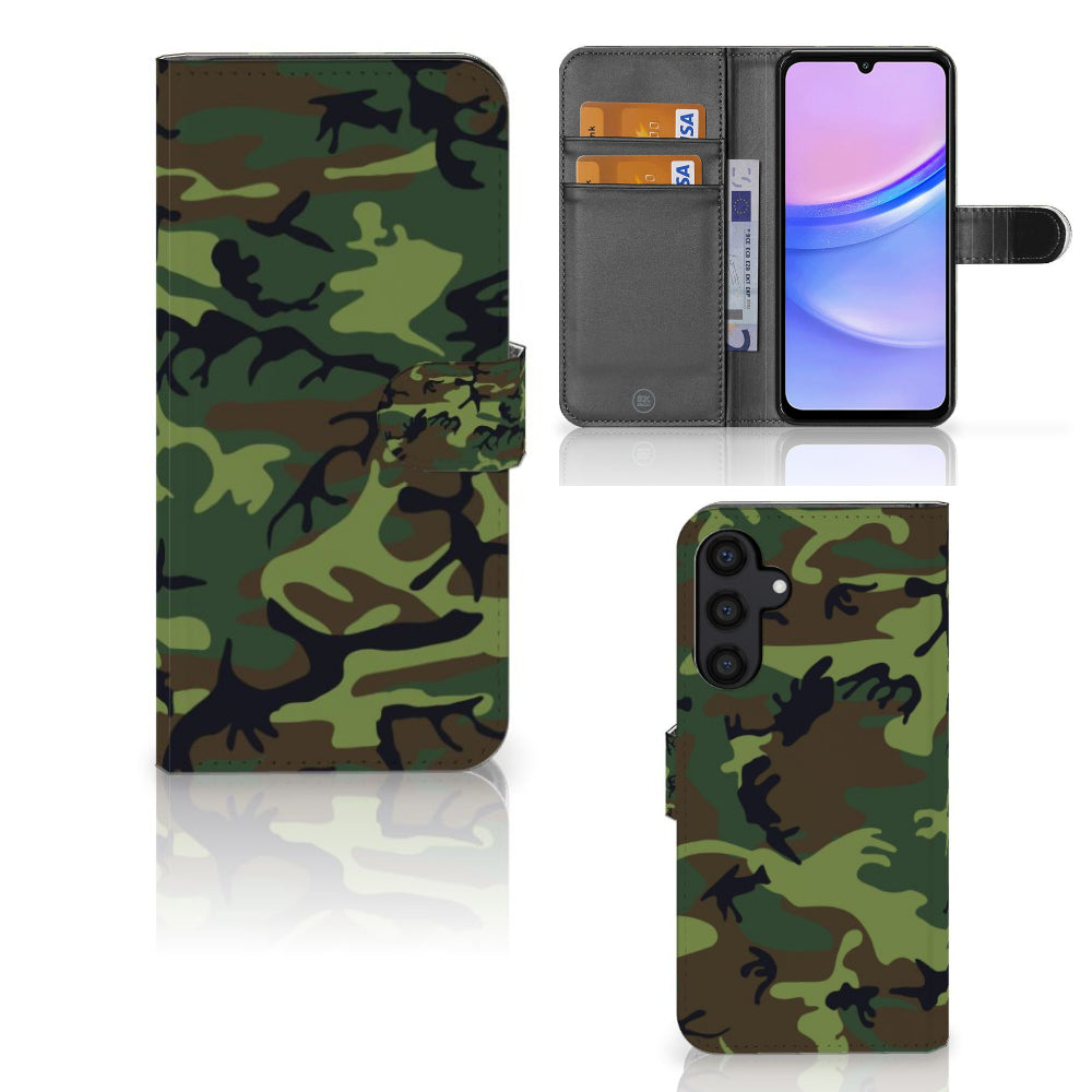 Samsung Galaxy A15 Telefoon Hoesje Army Dark