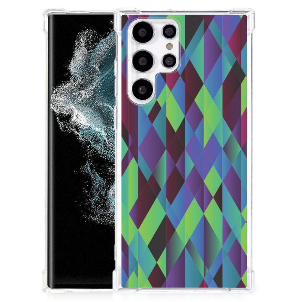 Samsung Galaxy S22 Ultra Shockproof Case Abstract Green Blue B2C Telecom