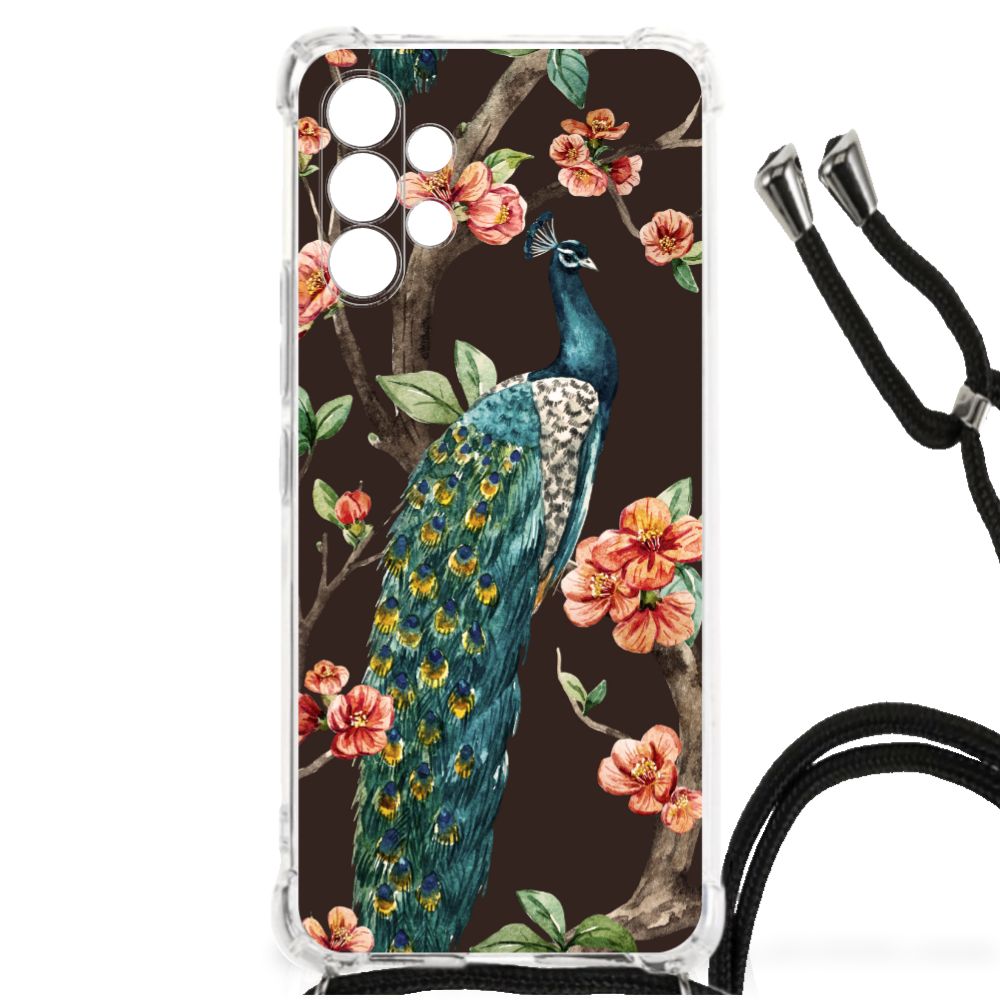 Samsung Galaxy A13 4G Case Anti-shock Pauw met Bloemen