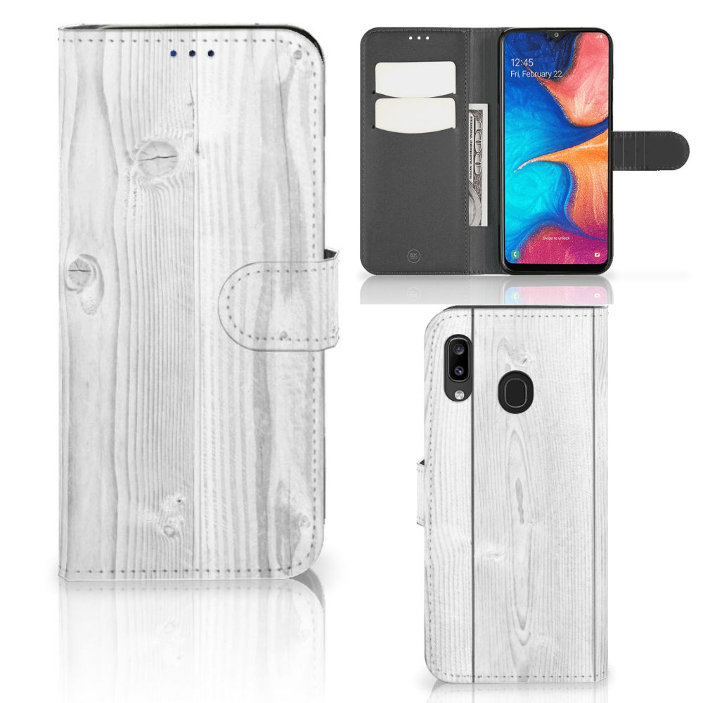 Samsung Galaxy A30 Book Style Case White Wood