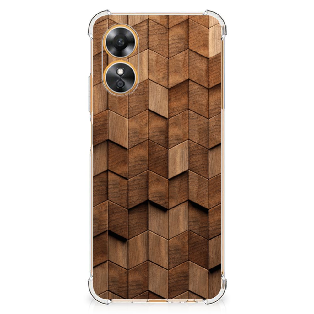 Stevig Telefoonhoesje voor OPPO A17 Wooden Cubes