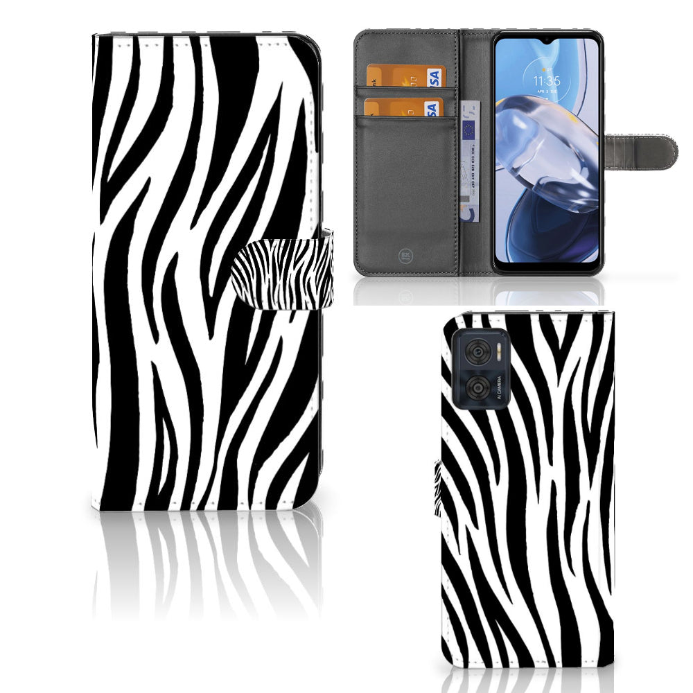 Motorola Moto E22 | E22i Telefoonhoesje met Pasjes Zebra